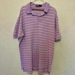 Ralph Lauren Polo Lavender and White Stripe Short Sleeve Men's Size XL